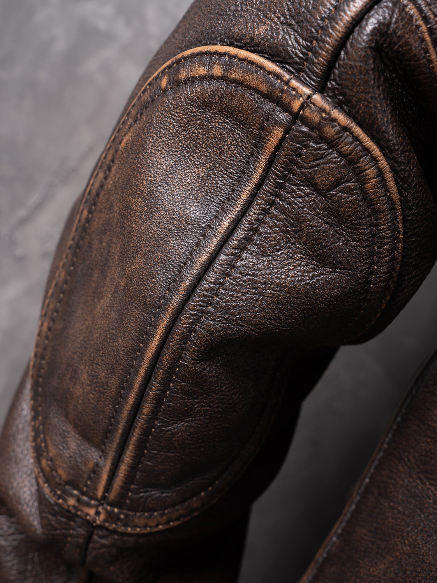 Rugged Pull-Up Cowhide Leather Jacket (LJ2081 Brown)