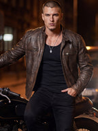 Classic J100 Vintage Motorcycle Jacket（LJ2138 Brown）